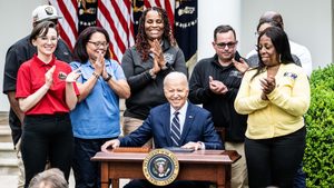 President Joe Biden pictured just after signing documents to bring in tariffs on Chinese goods